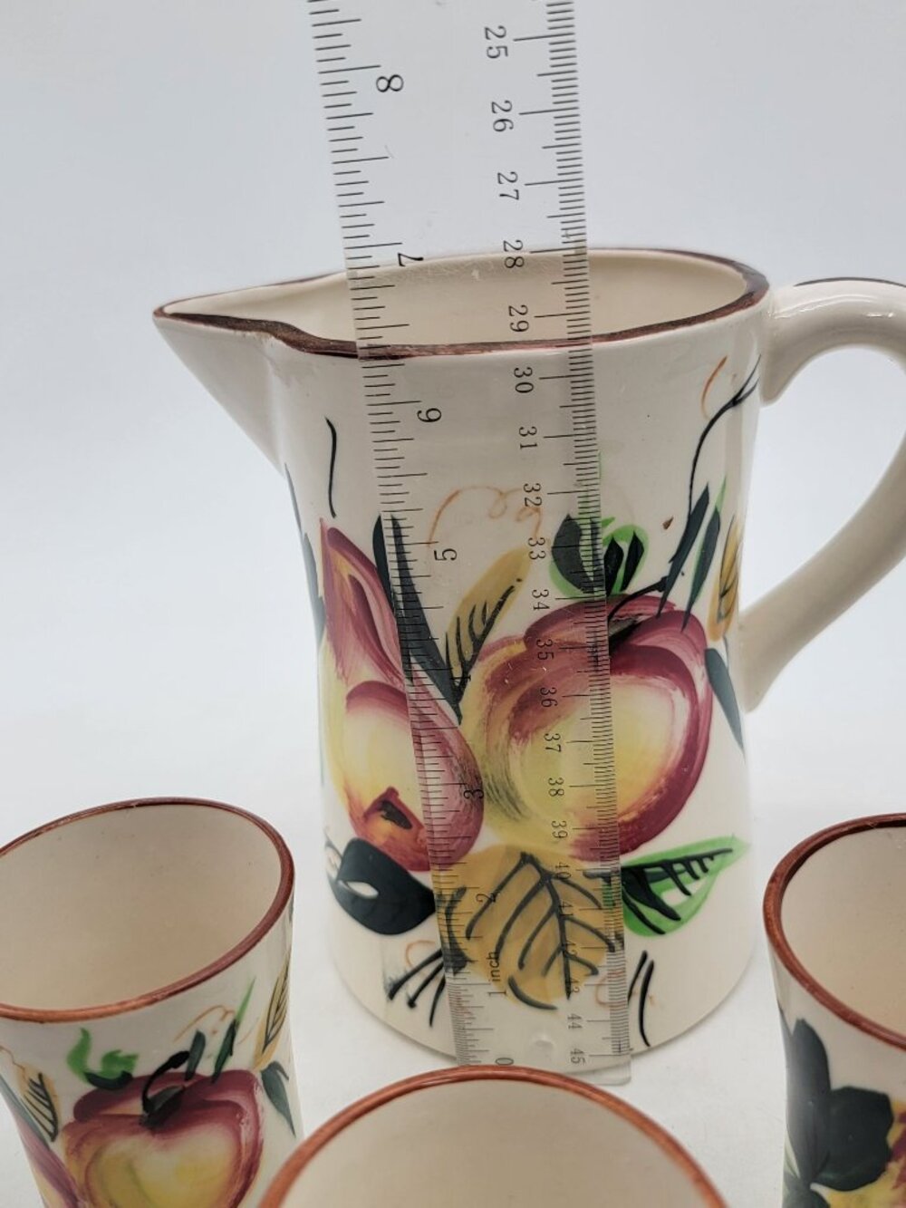 Vintage Nasco Hand-Painted Pitcher 3 Cup Set Floral Design Ceramic Made In Japan - Picture 16 of 16